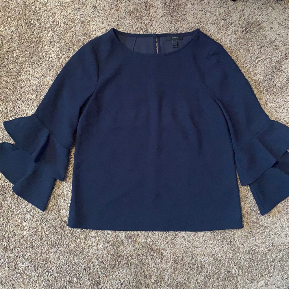 J Crew Navy Crepe Blouse